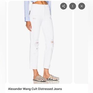 Alexandra wang denim white distressed jean pant 29 cult